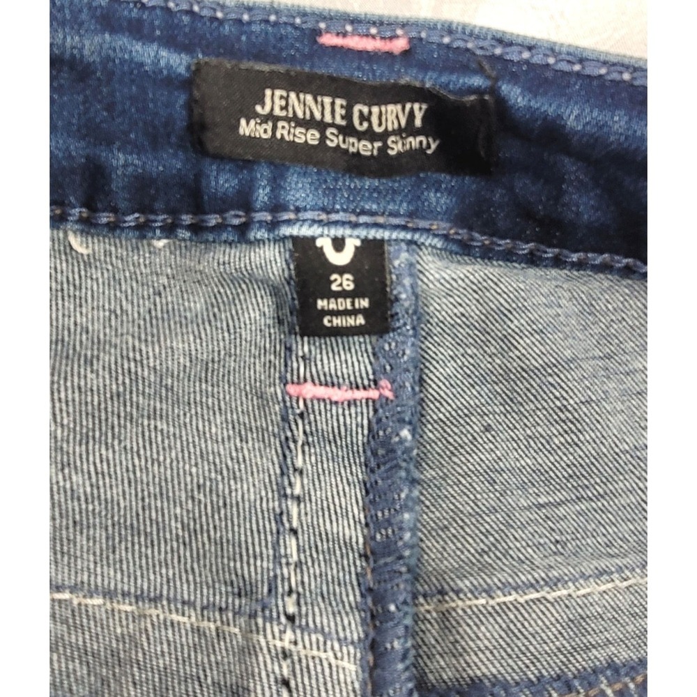 True Religion Women's Jennie Curvy Mid Rise Super Skinny Distressed Jeans - 26 - Picture 6 of 10